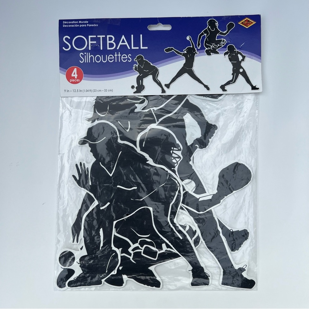 Beistle Softball Silhouettes Wall Decorations Printed Black on Both Sides